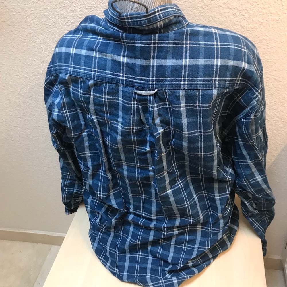 Mens Heavyweight Sun River Button Down Shirt Large. Plaid Pattern, blues.... EUC - Picture 5 of 9